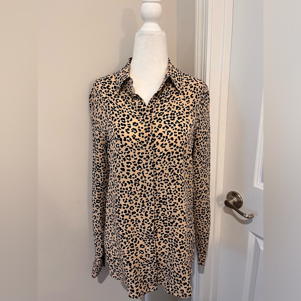 Equipment Pink & Leopard Blouse Size S